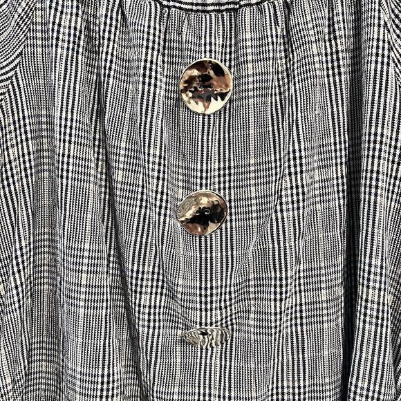 Zara Basic Size Small Plaid Off The Shoulder Puff Sleeve Mini Belted Dress - Picture 7 of 13